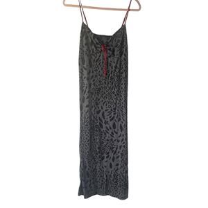 Jones New York Large‎ Black Animal Print Vampire Goth Night Gown Maxi Slip Dress